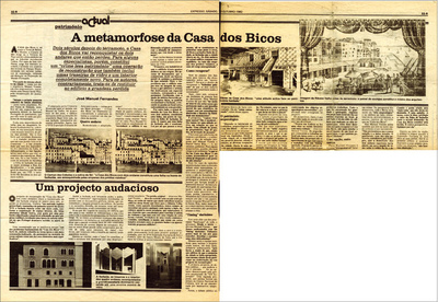 16 – Recorte de jornal com notícia sobre o projeto de reabilitação da Casa dos Bicos e a intervenção arqueológica